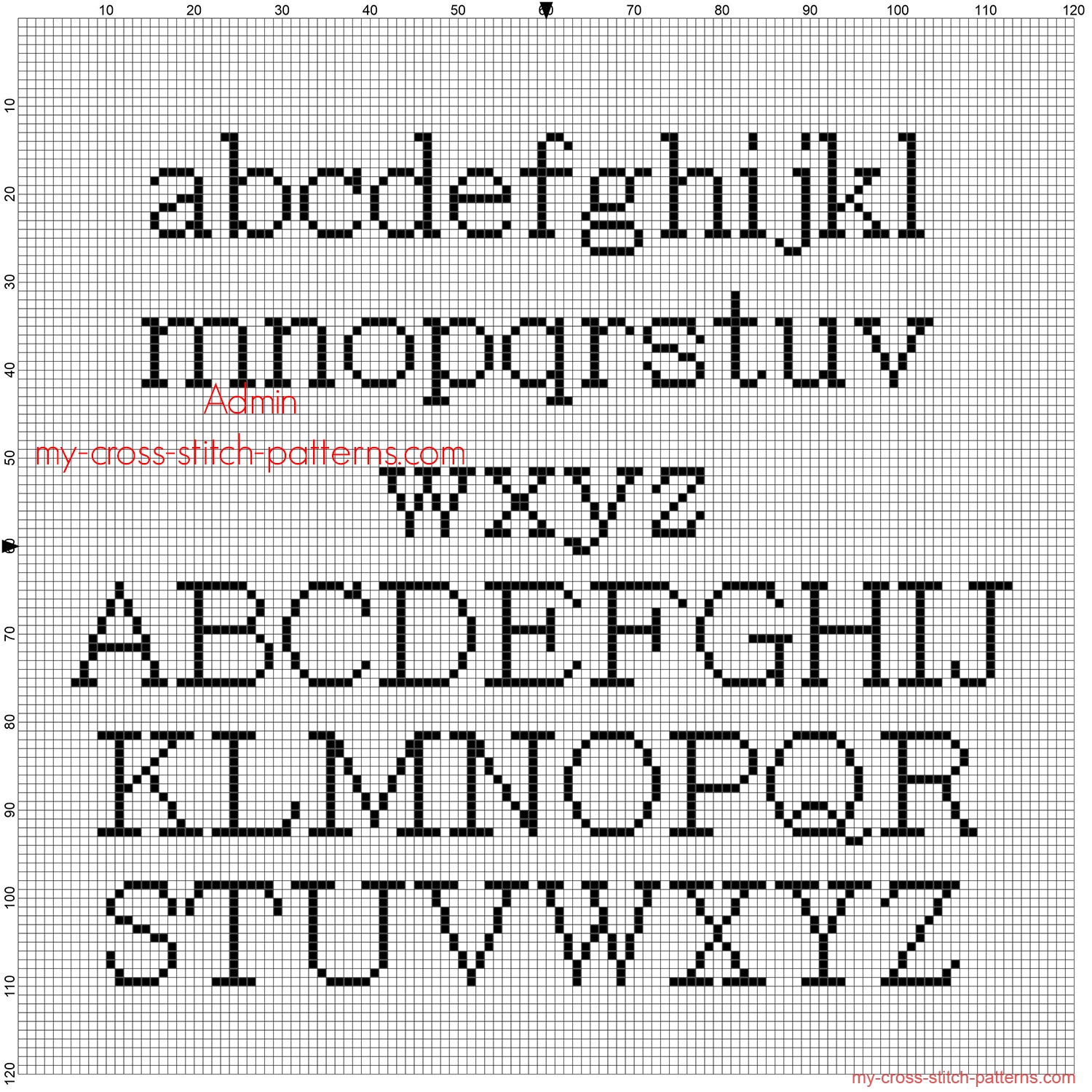 Cross Stitch Alphabet Batang All Letters Free Pattern Download 