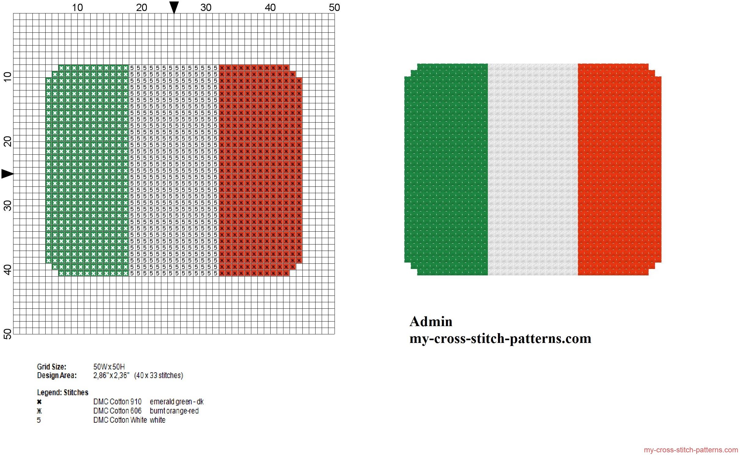 Small Italy Flag Free Cross Stitch Pattern Free Cross Stitch Patterns Simple Unique Alphabets Baby